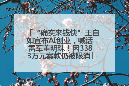 “确实来钱快”王自如宣布AI创业，喊话雷军董明珠！因3383万元案款仍被限消