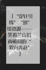 “穿针引线”“拼”接资源——笑看兰山招商破局的“双向奔赴”