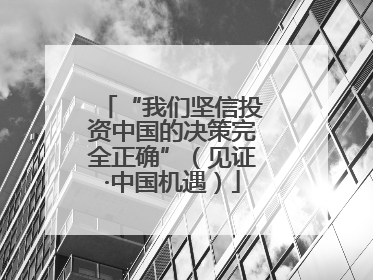 “我们坚信投资中国的决策完全正确”（见证·中国机遇）