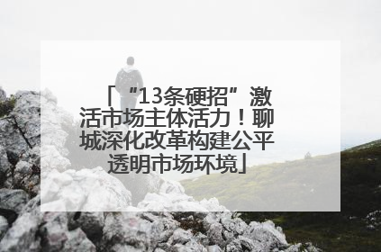 “13条硬招”激活市场主体活力！聊城深化改革构建公平透明市场环境