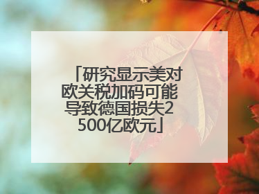 研究显示美对欧关税加码可能导致德国损失2500亿欧元