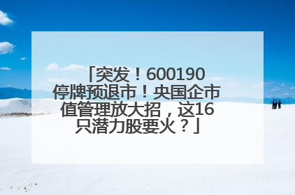 突发！600190停牌预退市！央国企市值管理放大招，这16只潜力股要火？