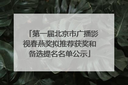 第一届北京市广播影视春燕奖拟推荐获奖和备选提名名单公示
