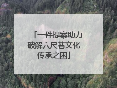 一件提案助力破解六尺巷文化传承之困