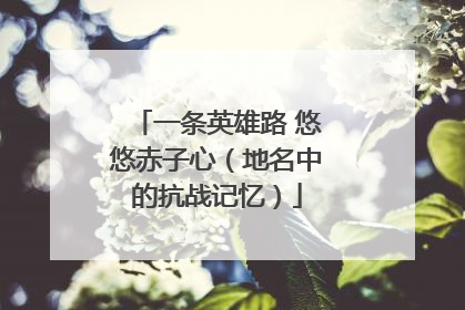 一条英雄路 悠悠赤子心（地名中的抗战记忆）