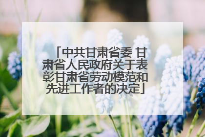 中共甘肃省委 甘肃省人民政府关于表彰甘肃省劳动模范和先进工作者的决定