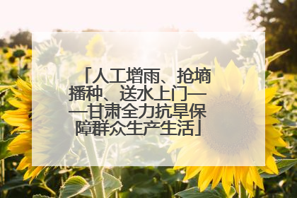 人工增雨、抢墒播种、送水上门——甘肃全力抗旱保障群众生产生活