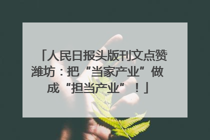 人民日报头版刊文点赞潍坊：把“当家产业”做成“担当产业”！