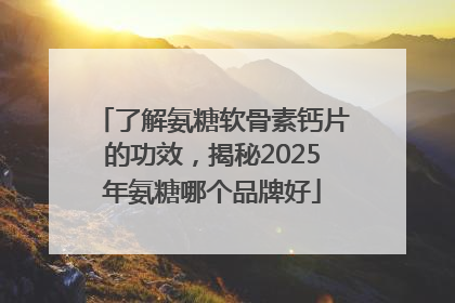 了解氨糖软骨素钙片的功效，揭秘2025年氨糖哪个品牌好