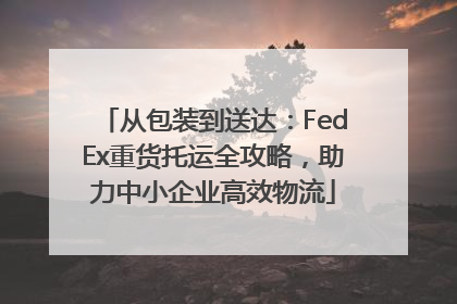 从包装到送达：FedEx重货托运全攻略，助力中小企业高效物流