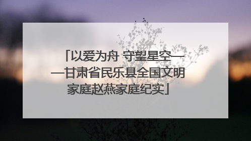 以爱为舟 守望星空——甘肃省民乐县全国文明家庭赵燕家庭纪实