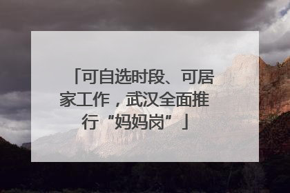 可自选时段、可居家工作，武汉全面推行“妈妈岗”
