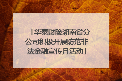 华泰财险湖南省分公司积极开展防范非法金融宣传月活动
