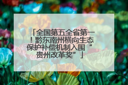 全国第五全省第一！黔东南州横向生态保护补偿机制入围“贵州改革奖”