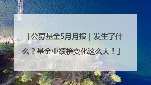 公募基金5月月报｜发生了什么？基金业绩榜变化这么大！