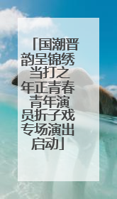 国潮晋韵呈锦绣 当打之年正青春 青年演员折子戏专场演出启动