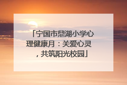 宁国市鼎湖小学心理健康月：关爱心灵，共筑阳光校园