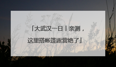 大武汉一日丨亲测，这里搭帐篷露营绝了