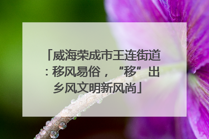 威海荣成市王连街道：移风易俗，“移”出乡风文明新风尚