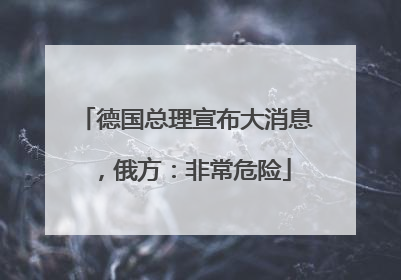 德国总理宣布大消息，俄方：非常危险