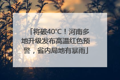 将破40℃！河南多地升级发布高温红色预警，省内局地有暴雨