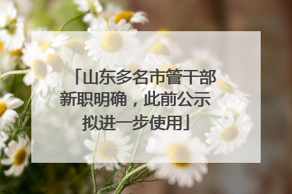 山东多名市管干部新职明确，此前公示拟进一步使用