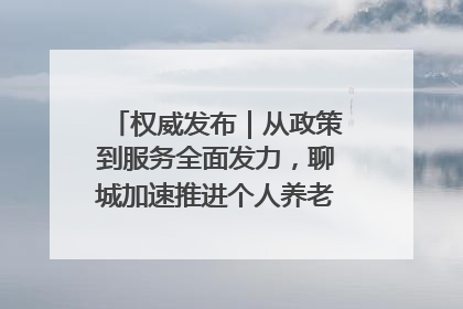 权威发布｜从政策到服务全面发力，聊城加速推进个人养老金制度落地