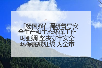杨国强在调研督导安全生产和生态环保工作时强调 坚决守牢安全环保底线红线 为全市经济社会高质量发展提供坚强保障