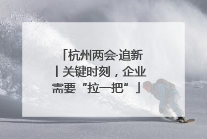 杭州两会·追新丨关键时刻，企业需要“拉一把”