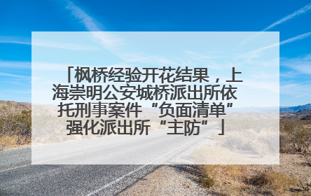 枫桥经验开花结果，上海崇明公安城桥派出所依托刑事案件“负面清单”强化派出所“主防”