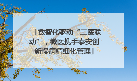 数智化驱动“三医联动”，微医携手泰安创新慢病精细化管理
