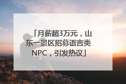 月薪超3万元，山东一景区招募语言类NPC，引发热议