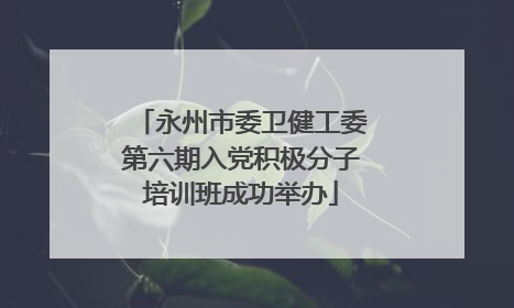 永州市委卫健工委第六期入党积极分子培训班成功举办