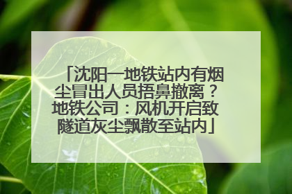 沈阳一地铁站内有烟尘冒出人员捂鼻撤离？地铁公司：风机开启致隧道灰尘飘散至站内