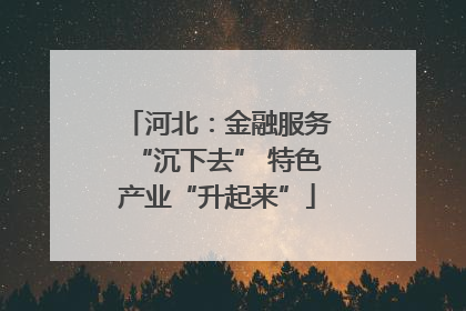 河北：金融服务“沉下去” 特色产业“升起来”