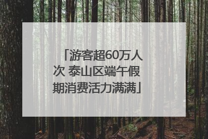 游客超60万人次 泰山区端午假期消费活力满满