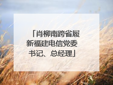 肖柳南跨省履新福建电信党委书记、总经理