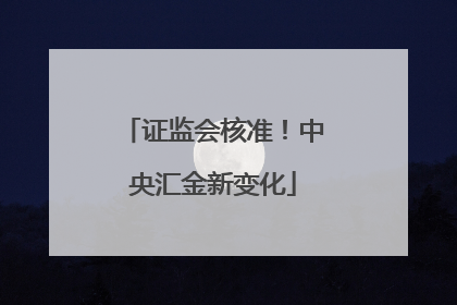 证监会核准！中央汇金新变化