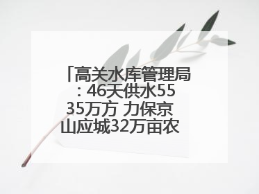 高关水库管理局：46天供水5535万方 力保京山应城32万亩农田“解渴”