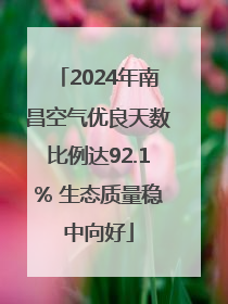 2024年南昌空气优良天数比例达92.1% 生态质量稳中向好