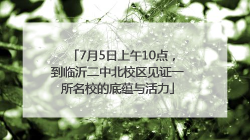 7月5日上午10点，到临沂二中北校区见证一所名校的底蕴与活力