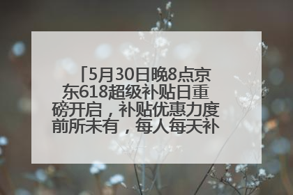 5月30日晚8点京东618超级补贴日重磅开启，补贴优惠力度前所未有，每人每天补贴超6180元！